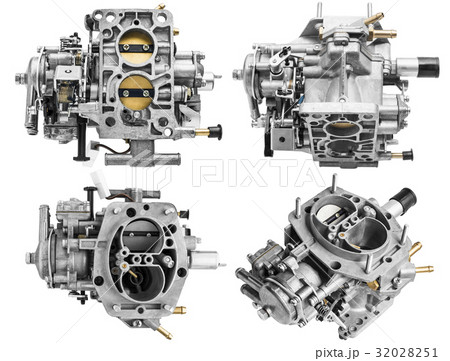 Carburetor on white background with shallow depth Carburetor on white background with shallow depth 32028251