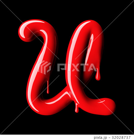 Glossy red letter U uppercase. 3D rendering 32028737