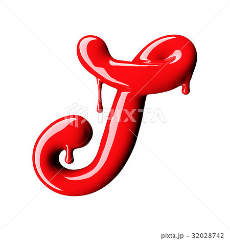 Glossy red letter T uppercase. 3D rendering 32028742