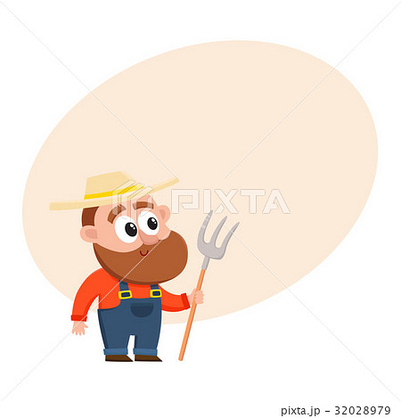 Funny farmer, gardener character in overalls 32028979