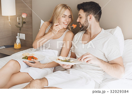 Young couple travel together hotel room leisure Young couple travel together hotel room leisure 32029384