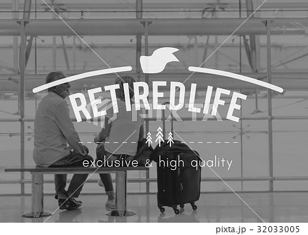 Senior Couple Travel Together Words Graphic 32033005