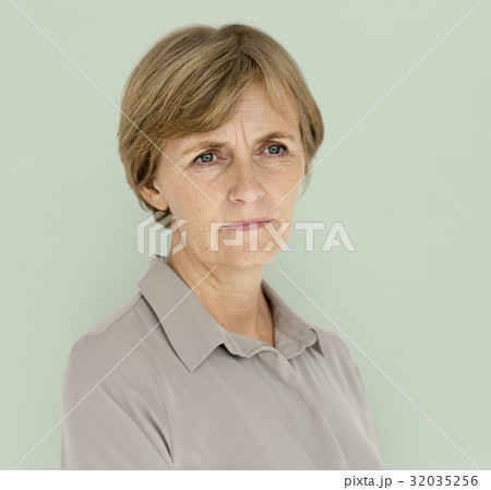 Lonely Senior Adult Woman Sad Studio Portrait 32035256