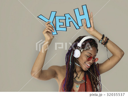 African Descent Female Yeah Headphones 32035537
