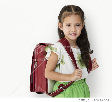 Young asian kid student with a backpack portrait 32035724