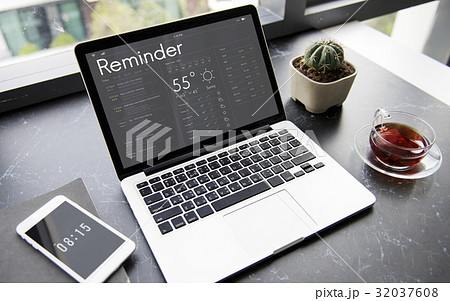 Graphic of personal organizer appointment schedule on laptop Graphic of personal organizer appointment schedule on laptop 32037608