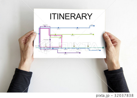 Hands Hold Paper Show Map Route Graphic Hands Hold Paper Show Map Route Graphic 32037838