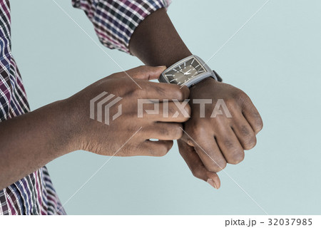 Human Hand Setting Watch Instrument of Time Human Hand Setting Watch Instrument of Time 32037985
