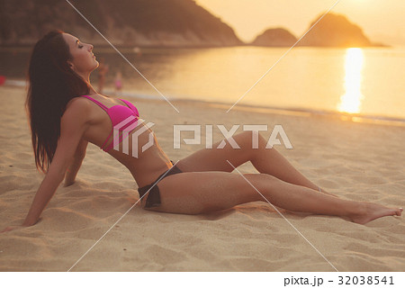 Slim young woman with perfect sexy body wearing Slim young woman with perfect sexy body wearing 32038541