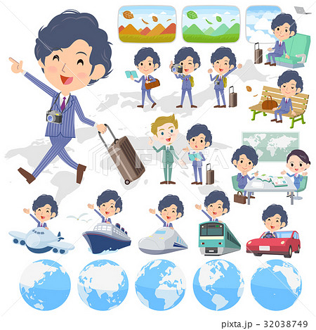 Stripe suit perm hair man travel 32038749