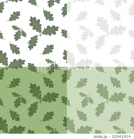 Set of green oak leaves. Drawing without the mesh 32041914