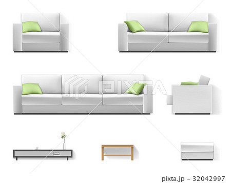 White sofa with green pillow 32042997
