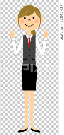 穿制服的婦女穿V標誌 32043437