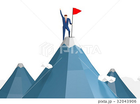 山頂に旗を立てるビジネスマン 32043906