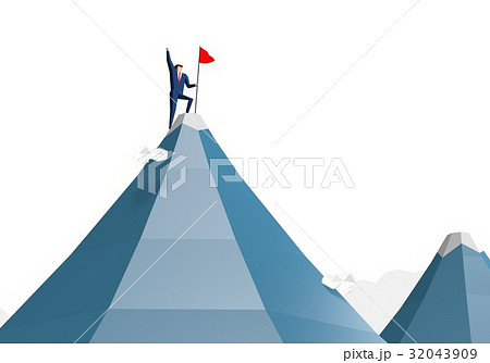 山頂に旗を立てるビジネスマン 32043909