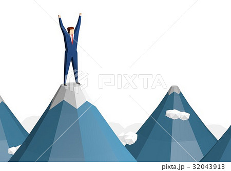 山頂で喜ぶビジネスマン 32043913