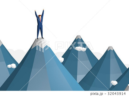 山頂で喜ぶビジネスマン 32043914