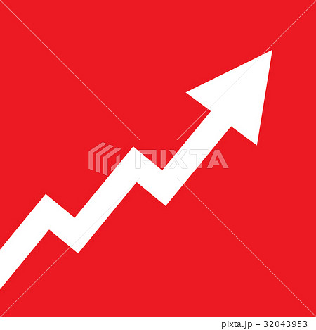 Rising arrow isolated on red background Rising arrow isolated on red background 32043953