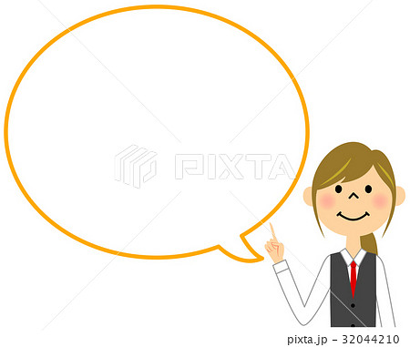 指をさす制服姿の女性　ふきだし 32044210