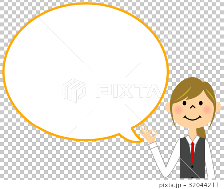 OKサインをする制服姿の女性　ふきだし 32044211