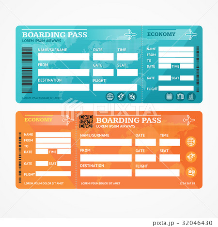 Boarding Pass Tickets Airplane Set. Vector 32046430