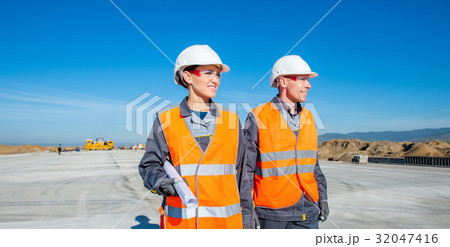 two engineers at airport runway two engineers at airport runway 32047416