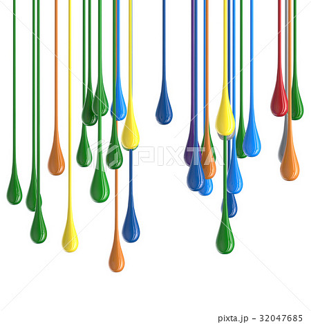 3D color glossy paint drop blobs 32047685