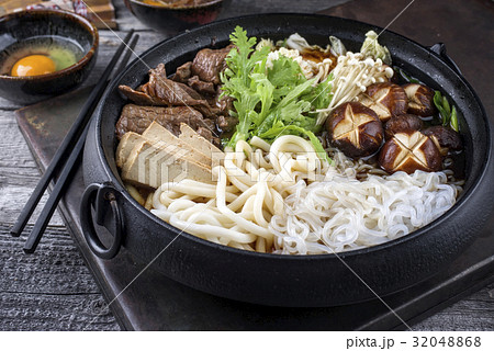 Sukiyaki in traditional Japanese Cast Iron Pot 32048868