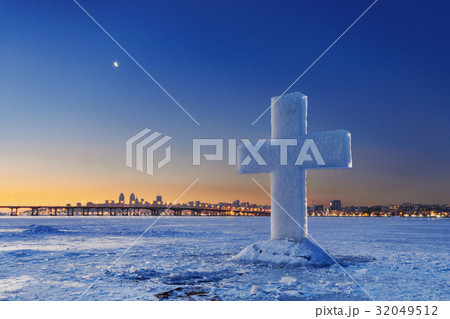 Beautiful winter landscape with Ice Cross on Beautiful winter landscape with Ice Cross on 32049512