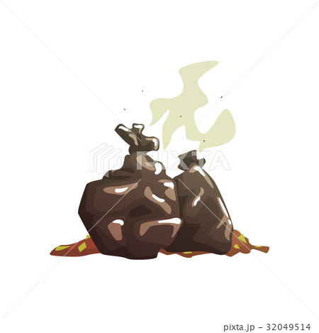 Black garbage bags with rotting garbage, waste 32049514
