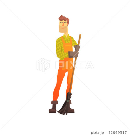 Cartoon street sweeper at work, street cleaner - Stock Illustration  [32049517] - PIXTA