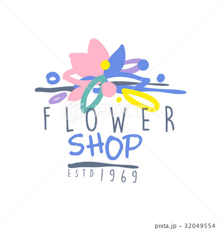 Flower shop estd 1969 logo template colorful hand 32049554