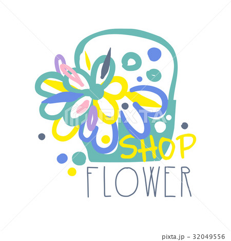 Shop flower logo template colorful hand drawn 32049556