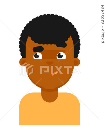 Confuse facial expression of black boy avatar 32052484