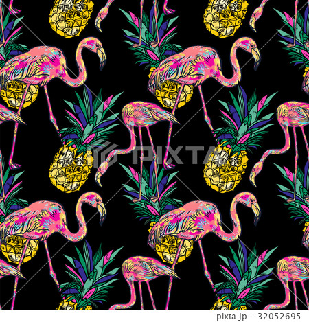 Tropical summer seamless pattern with pink 32052695