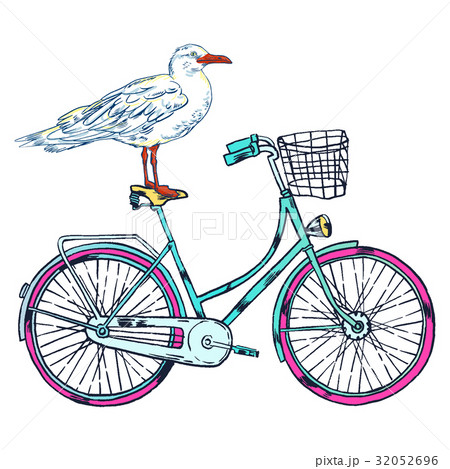 Bike. gull, super summer. Vector illustration. Bike. gull, super summer. Vector illustration. 32052696