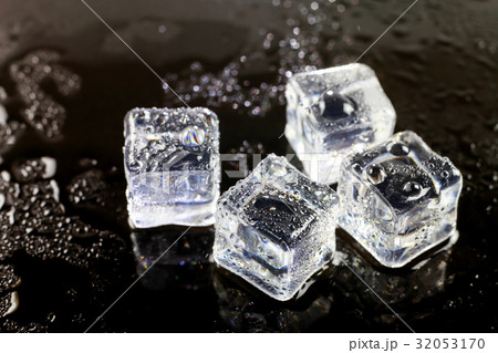 ice cubes on black background. 32053170