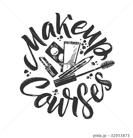 Makeup Courses Vector Logo. Hand Drawn Makeup Courses Vector Logo. Hand Drawn 32053873