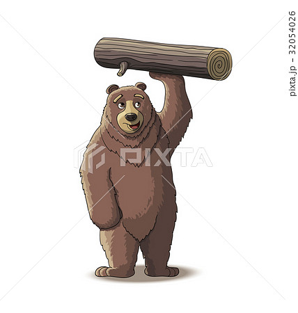 Brown bear carry wood 32054026