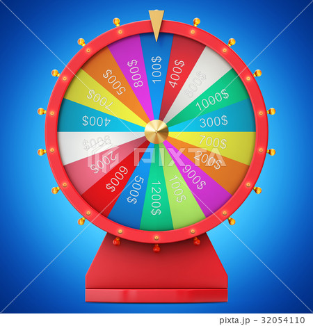 Realistic spinning fortune wheel, lucky roulette 32054110