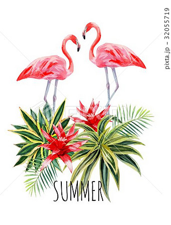 flamingo agava watercolor postcard flamingo agava watercolor postcard 32055719