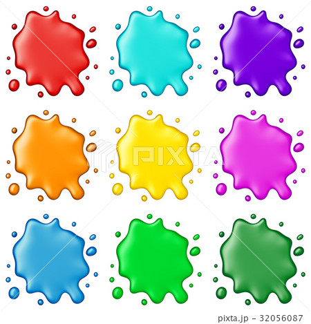 Colored paint splashes collection, isolated on 32056087