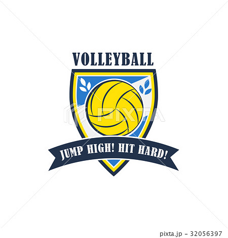 Volleyball badge, vector illustration 32056397