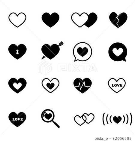 black heart icon setのイラスト素材 [32056585] - PIXTA