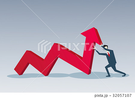 Business Man Hold Red Arrow Up Financial Success 32057107