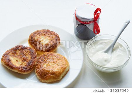 pancakes on a white plate on a white table pancakes on a white plate on a white table 32057349