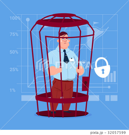 Business Man In Cage Prisoner Financial Problem 32057599