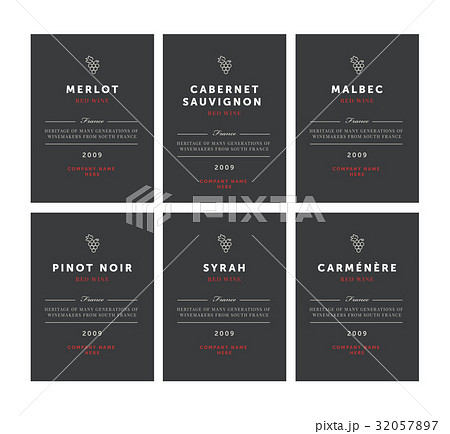Red wine labels. premium template set. Clean and 32057897
