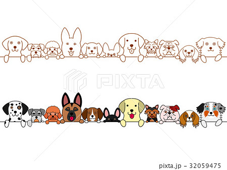 かわいい犬のボーダーセット かわいい犬のボーダーセット 32059475