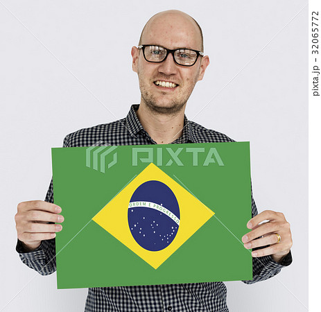 Man Hands Hold Brazil Flag Patriotism Man Hands Hold Brazil Flag Patriotism 32065772